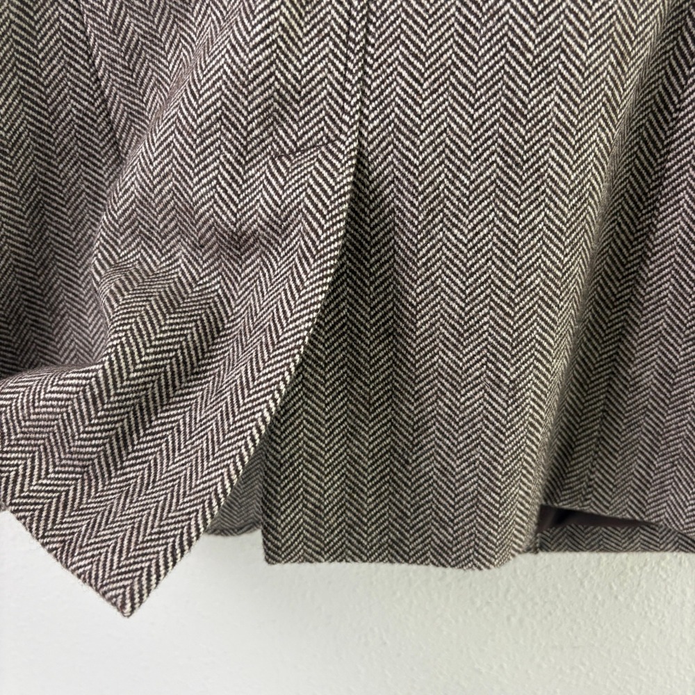 Talbots Herringbone Blazer Petite 6 6P Brown Wool Blend Two Button Suit Jacket - Picture 10 of 12